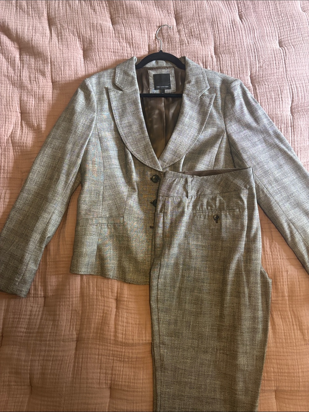 The Limited Plaid Gray Brown Suit